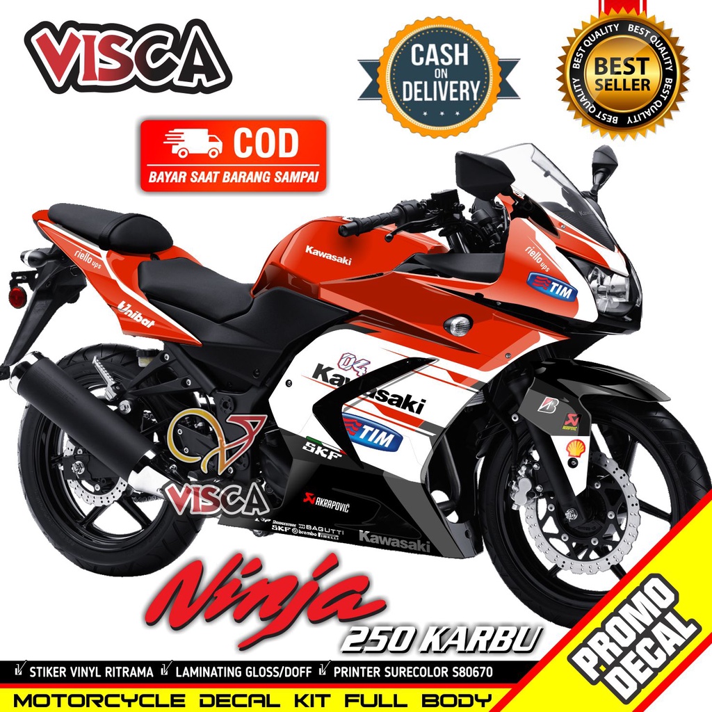 Decal Ninja 250 Karbu Full Body Stiker Ninja 250 Karbu Full Body Striping Ninja 250 Karbu Variasi Du