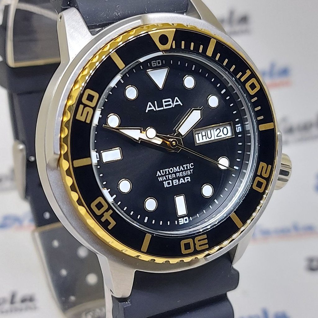 Alba Automatic AL4250X1 Tuna Black Silicone - Jam Tangan Pria AL4250