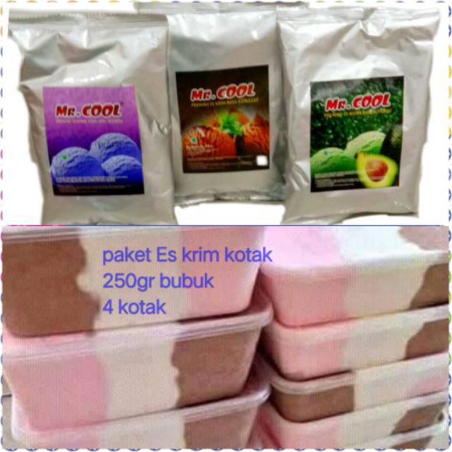 

PAKET ES KRIM KOTAK/Tepak MRCOOL 250gr/ICECREAM/PAKET USAHA ESKRIM TEPAK