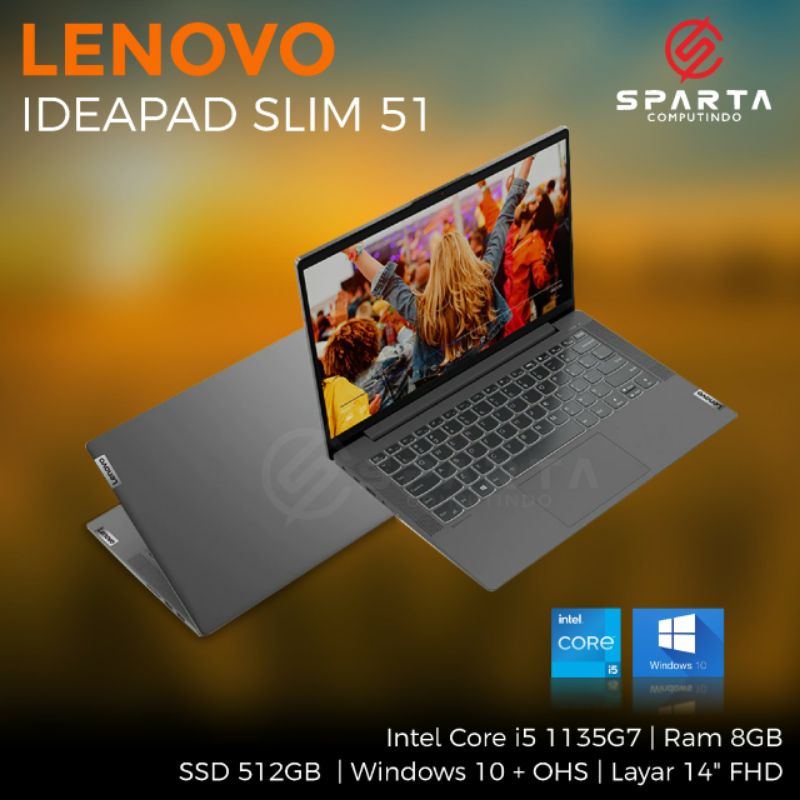 Laptop Lenovo Ideapad Slim 51 Core i5 Gen 11 Ram 8 GB SSD 512 GB New Bergaransi