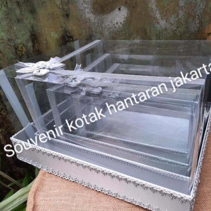 

❤BISA COD❤【BISA COD】 kotak hantaran seserahan mika pita isi 4 warna silver (abu abu) DIJAMIN