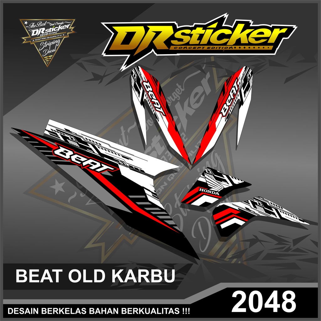 2048 Striping VAriasi Beat Old Karbu Semifull Kanan kiri - Sticker Variasi Beat Karbu Racing