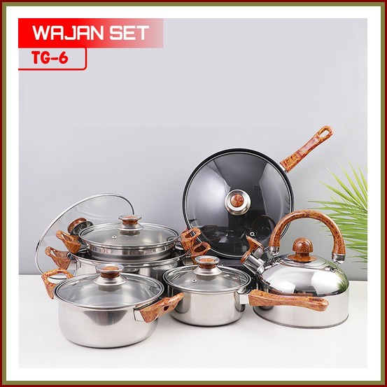Cookware 13 Set / Panci 13 Set / Panci Serbaguna / Panci Multifungsi / Panci Set 12+1 Pcs Panci Se