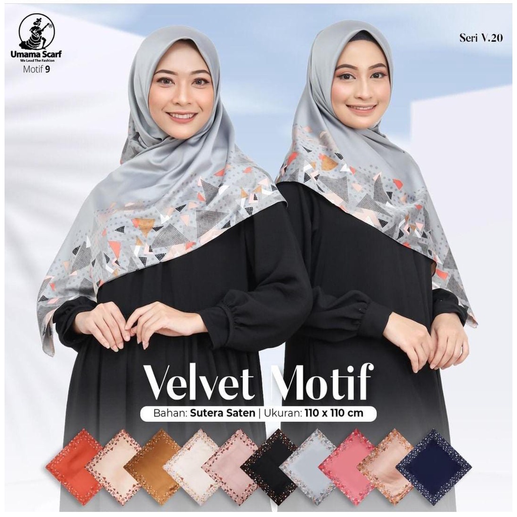 Segiempat Motif Hijab SILK OLIVIA MOTIF UMAMA 110x110 Butter Silk Velvet Motif-V.20 Motif 9