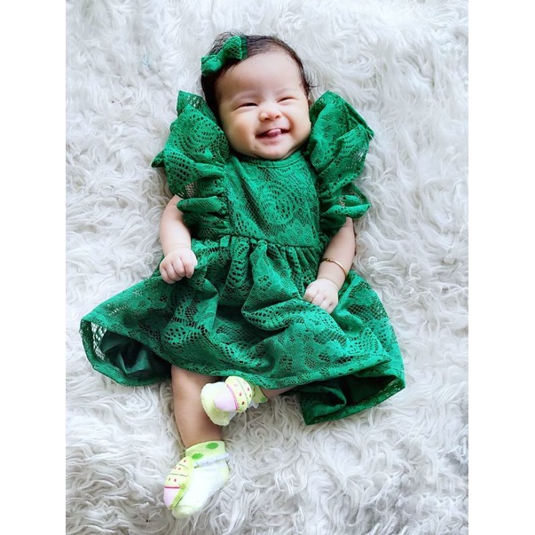 DRESS NATAL ANAK POPPY LACE BROKAT / BAJU NATAL ANAK PEREMPUAN COUPLE IBU DAN ANAK