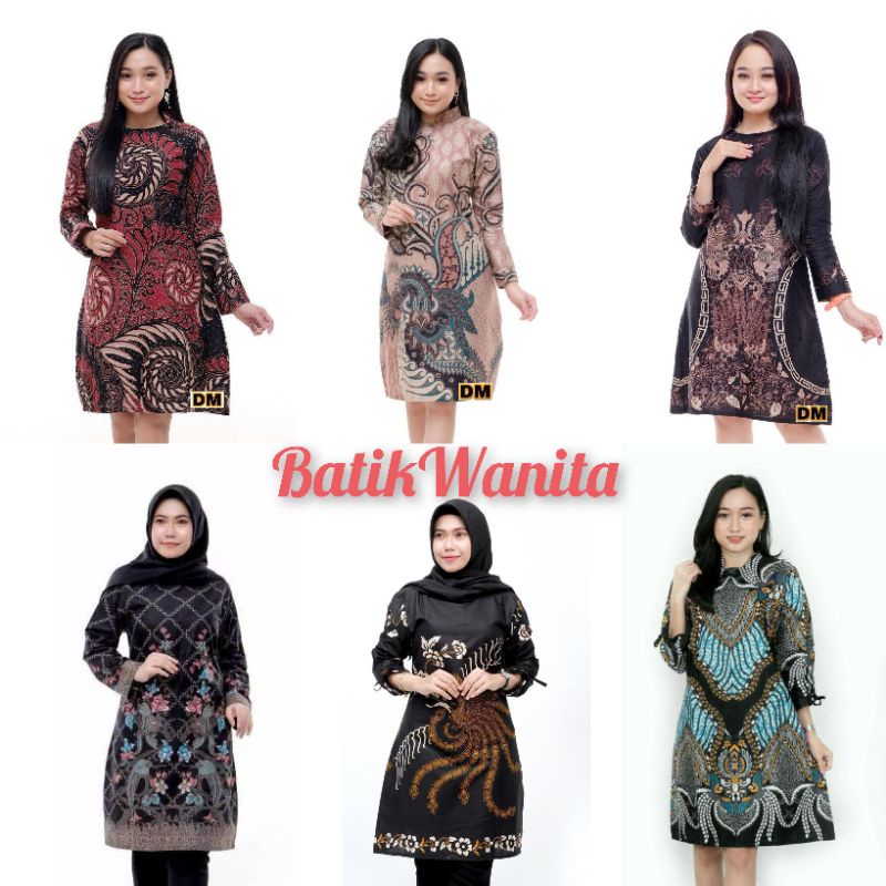BATIK WANITA DRESS BAJU TUNIK BATIK WANITA RESLETING