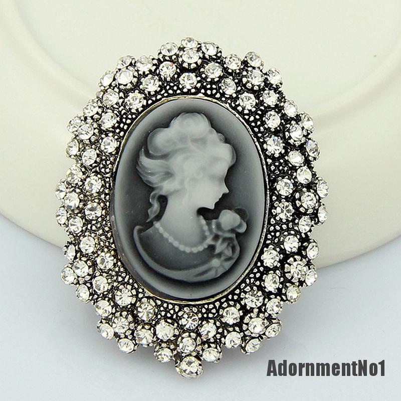 (Adornmentno1) 1pc Bros / Pin Gaya Victoria Motif Cameo Aksen Kristal Untuk Aksesoris Wanita / Pesta Pernikahan