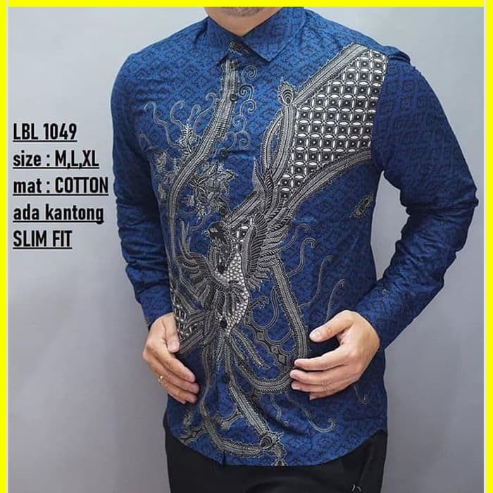 KEMEJA PRIA BATIK LENGAN PANJANG HEM BAHAN KATUN HALUS 40S LBL 1049 MEWAH PREMIUM BAJU ELEGANT SIZE M L XL SKU MS PENDEK JAKARTA PLATINUM