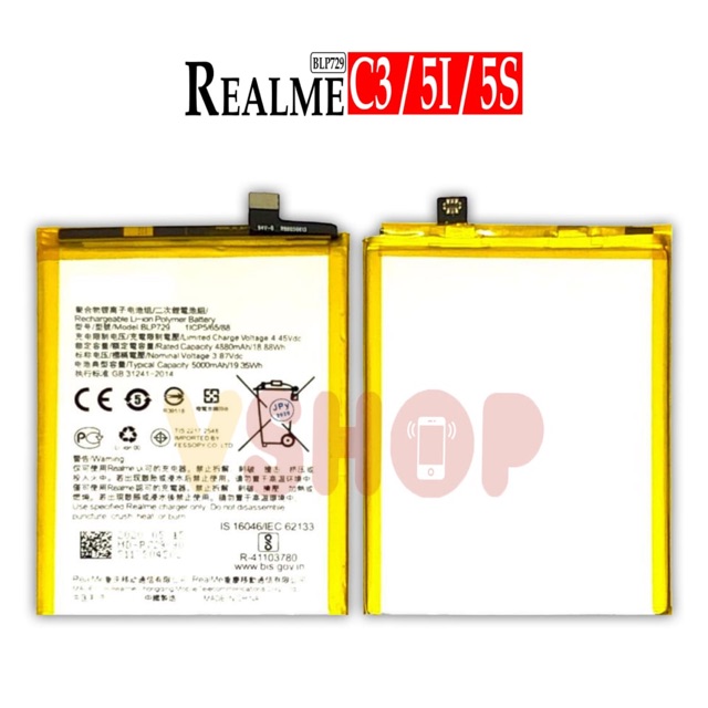 BATERAI BATRE FOR REALME C3 C20 C21 C21Y - REALME 5 5I 5S BLP729 BATTERY