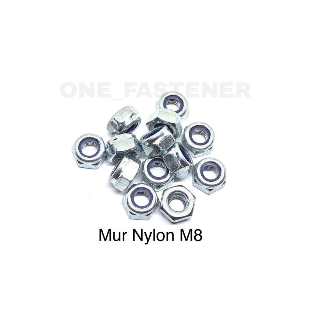 100 Pcs Mur Nylon M8 Putih lock nut kunci 13 hexagonal 8mm 1.25 8mili