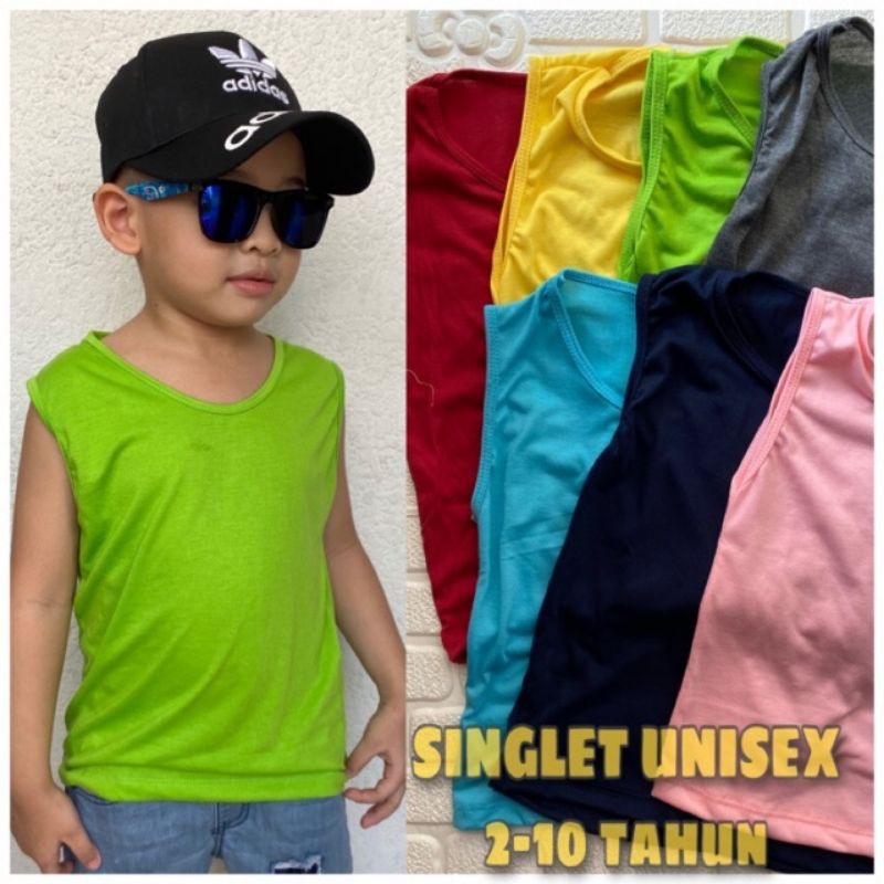 KAOS SINGLET ANAK,baju oblong anak usia 2 sampai 10 tahun combed