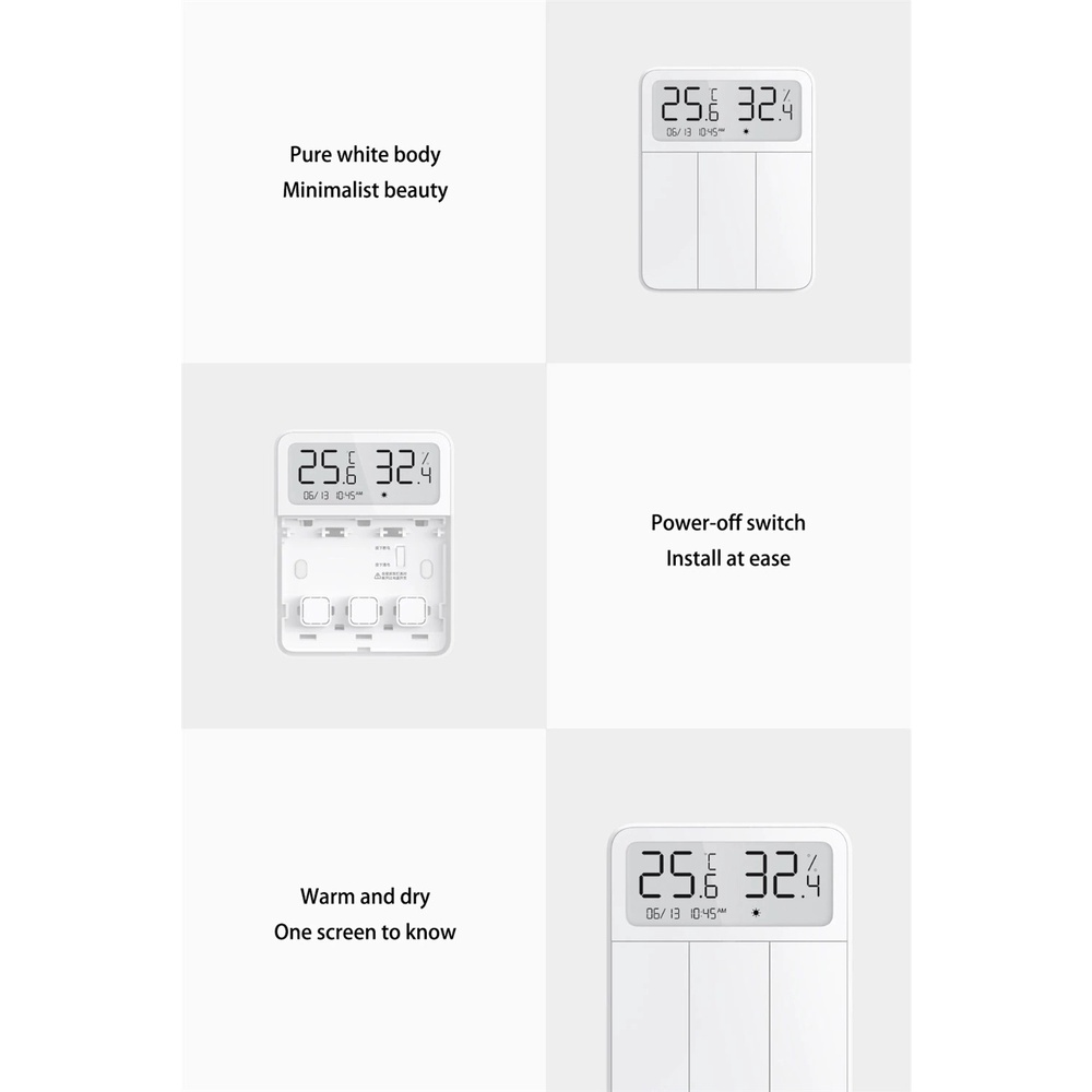 Xiaomi Smart Wall 3 Switch with Screen Temperature &amp; Humidity Saklar