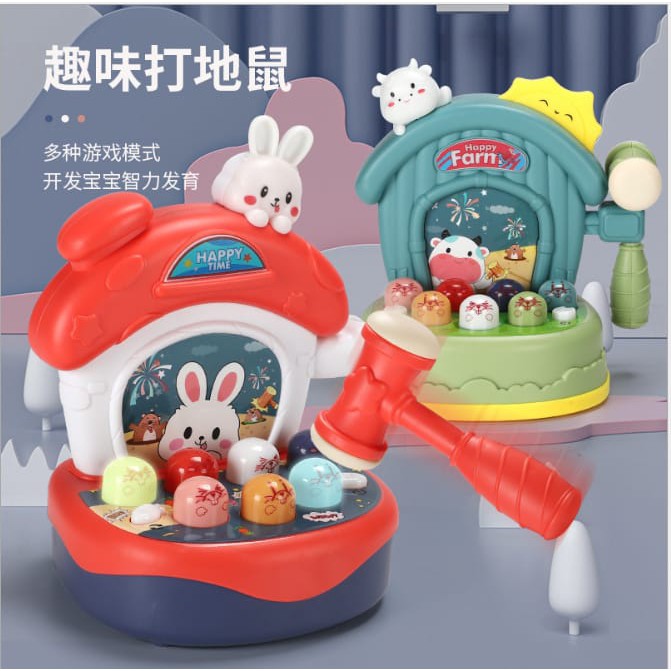 [Js18](162-3)Mainan Pukul Tikus Lengkap Music Piano Mini / Whack A Mole With Farm Music Piano