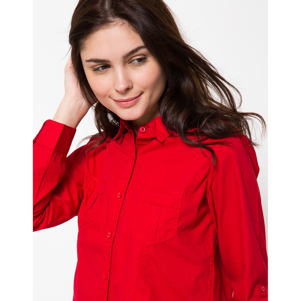 Jual Matahari - Nevada Women's Basic Two Pockets LS Shirt - Merah