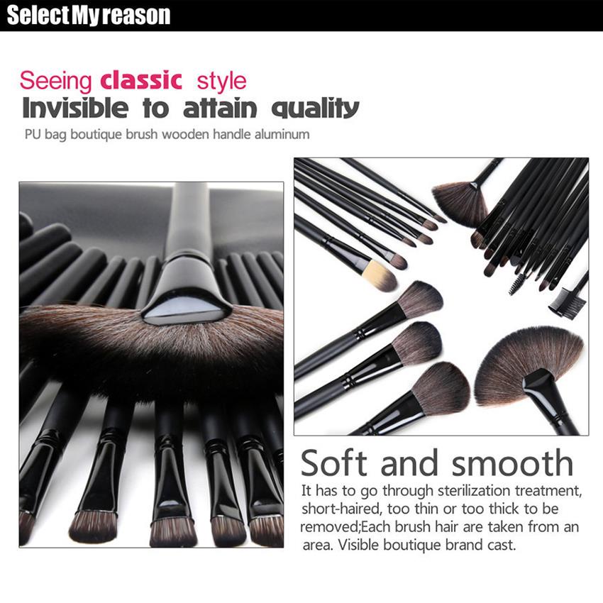 Biutte.co Kuas MakeUp 24 Set Profesional Salon Kecantikan Brush Set Rias plus Dompet Organizer 10/15/32pcs Makeup Brushes Set Kit Eye Shadow Foundation Professional Powder Concealer Contour Blending Brush Maquiagem