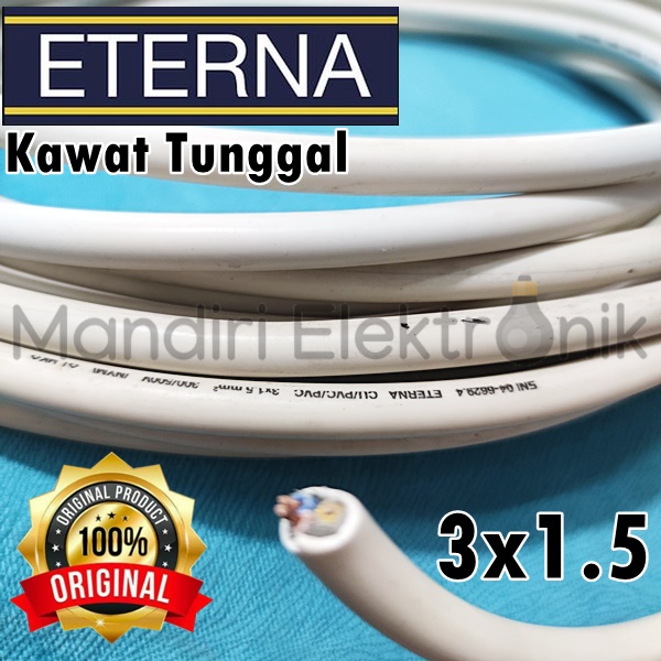 (Roll) Kabel Listrik Eterna NYM 3x1,5 Kawat Tembaga Per Roll 50 meter - Kabel Listrik Eterna Tunggal 1 Roll 50m 3 x 1.5