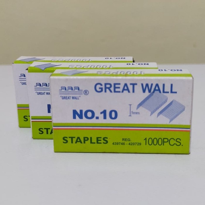 

Isi staples great wall no.10 ukuran kecil [1 pak kecil 1000 pcs]