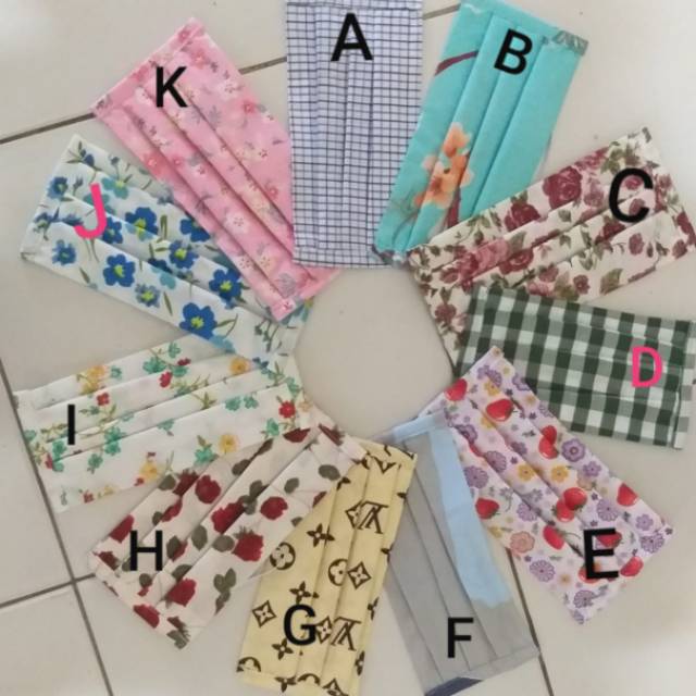 Masker Kain Motif Bunga