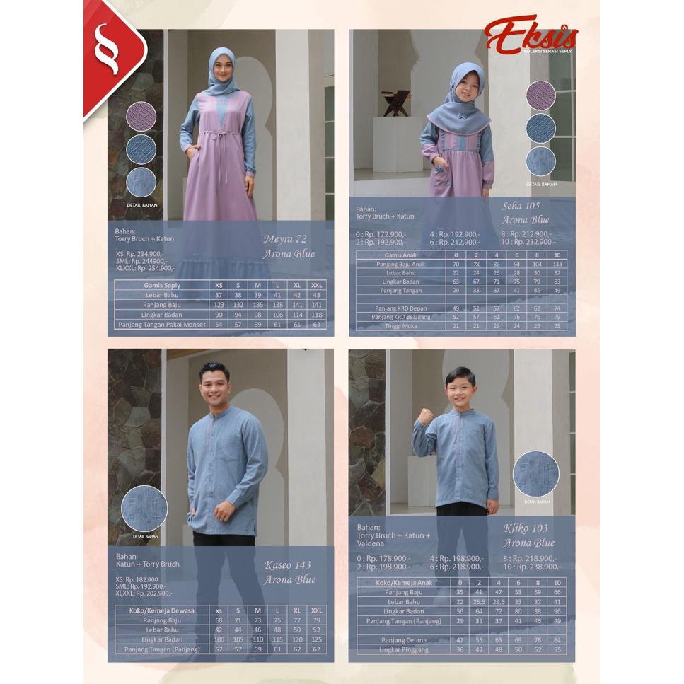 (SALE) SARIMBIT KELUARGA SEPLY EKSIS 180 ARONA BLUE ORIGINAL PREMIUM DRESS TERBARU 2022