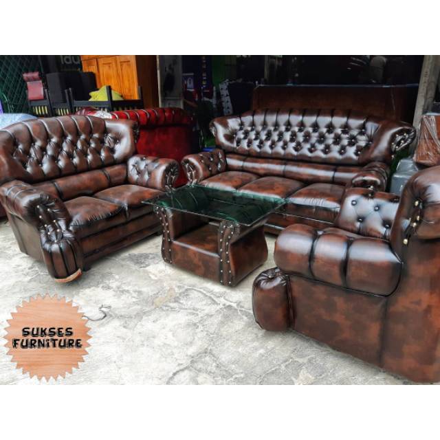 Kursi Sofa Kulit Jumbo Jaguar Ruang Tamu Keluarga Fullset 3 2 1 Meja Dan Kaca Warna Coklat Sofa Tamu Shopee Indonesia