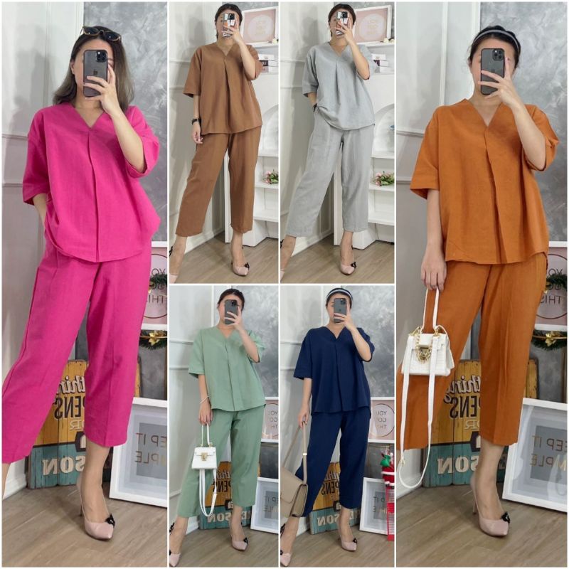 ❣️ SPECIAL PRICE ♡ PREMIUM ♡ KAYLEE 2 IN 1 COMFY SET BLOUSE WITH PANTS / SETELAN ATASAN &amp; CELANA