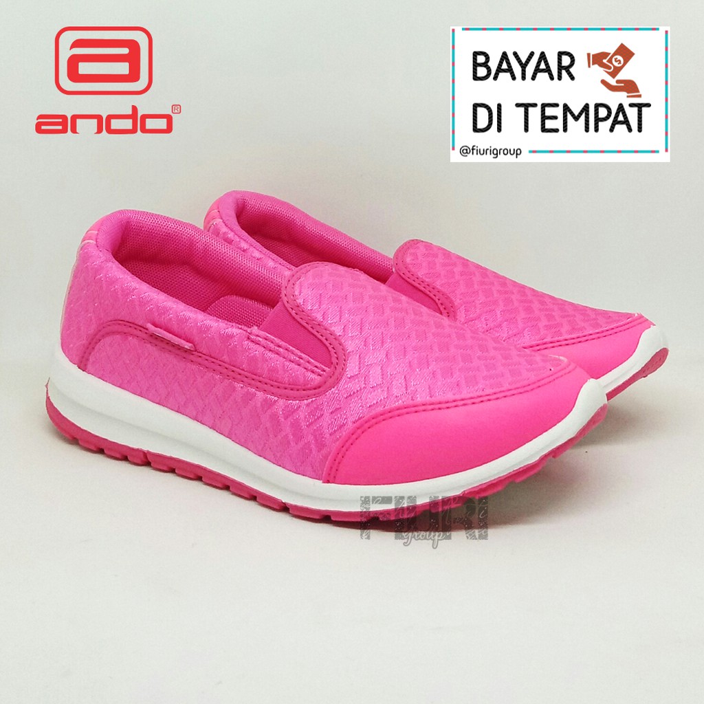 FIURI - ANDO ORIGINAL - ZELLY - PINK - SEPATU SLIP ON WANITA - SEPATU CASUAL WANITA - SEPATU FLAT PEREMPUAN - SEPATU KETS - SEPATU KETS WANITA - SEPATU KULIAH - SEPATU SEKOLAH - SEPATU ANDO