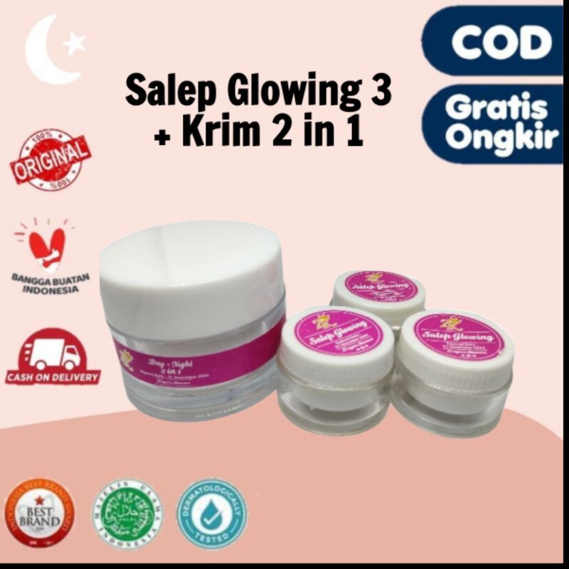 [ PROMO SPESIAL ] Paket Salep Glowing 3 pcs + Cream Pemutih 2in1 Zayora Skincare