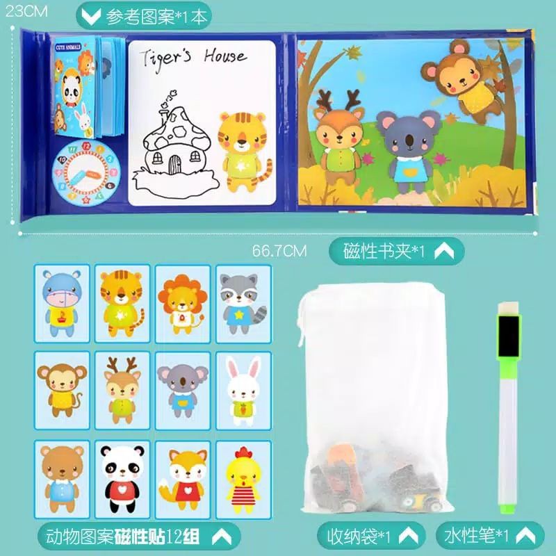 Buku magnetik anak, Magnetic book anak, Buku magnet puzzle papan tulis anak