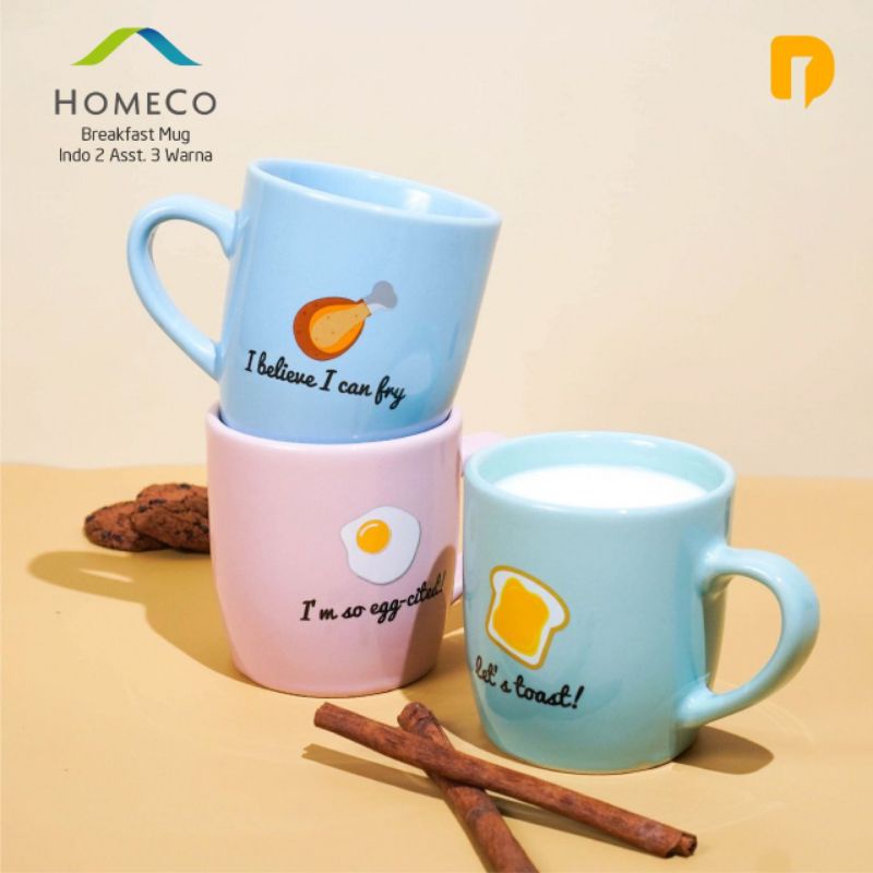 MUG KERAMIK MURAH  MANGKOK PIRING KERAMIK HOMECO BREAKFAST SET CANTIK & TEBAL (ECER)