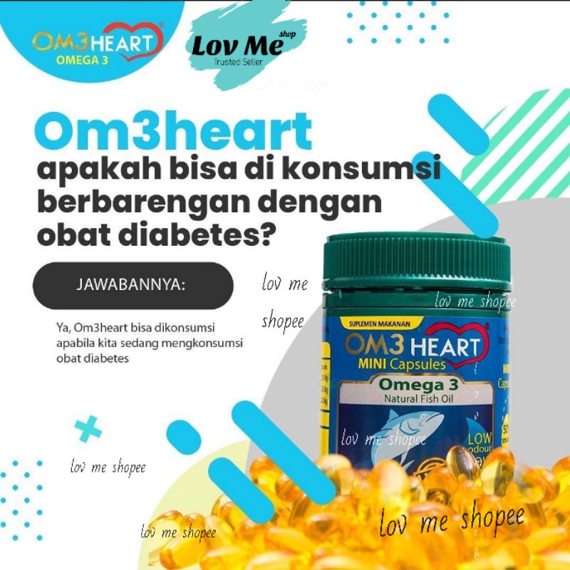 lov me❤ Om3Heart Omeheart Omega 3 Fish Oil Minyak ikan anak dewasa &amp; hewan /kesehatan jantung/daya ingat/kolesterol- Aman lambung isi 30 dan isi 60 |ORIGINAL