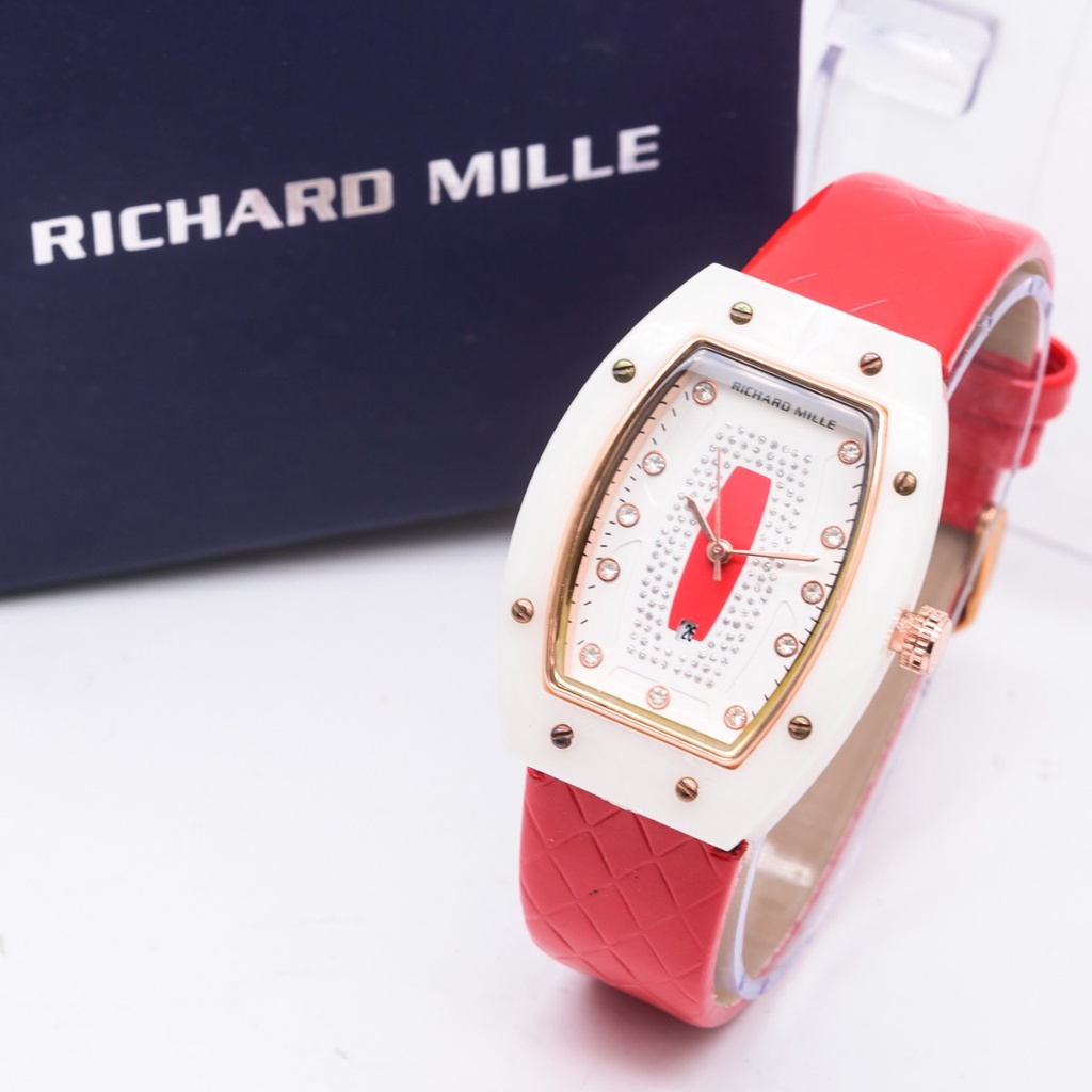 Jam Tangan wanita RM005 tali kulit tanggal aktif free box free batrai cadangan