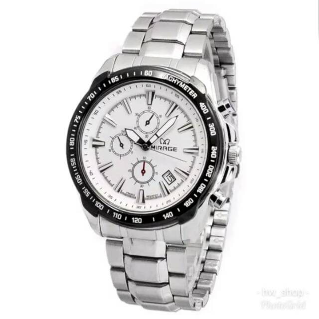 JAM TANGAN PRIA MIRAGE 8305 SILVER ORIGINAL