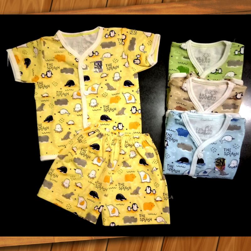 Setelan baju bayi pendek splash NB TOBETTO
