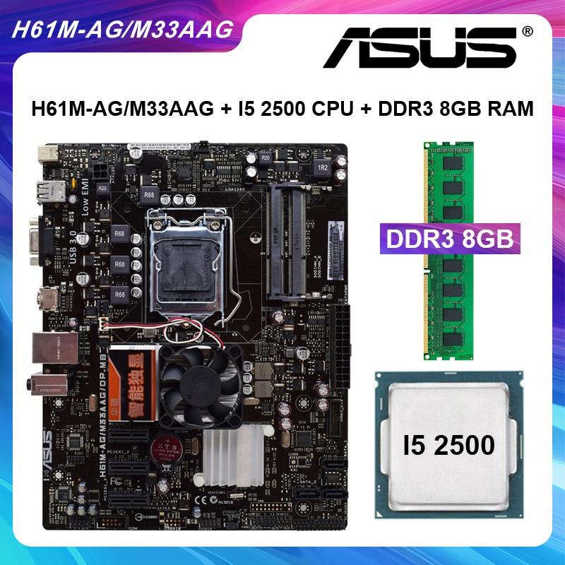 PREORDER ASUS H61M-AG/M33AAG Motherboard 1155 DDR3 Motherboard Set With I5 2500 CPU Processor DDR3 8