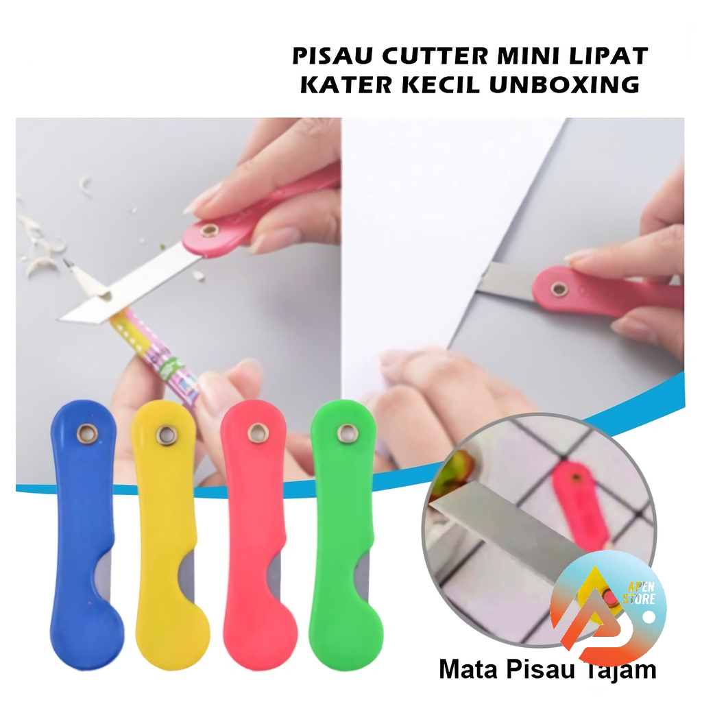

APEN Pisau Cutter Lipat Mini Alat Potong Kertas Plastik ATK Sekolah Kantor Kater Kecil Barang Unik