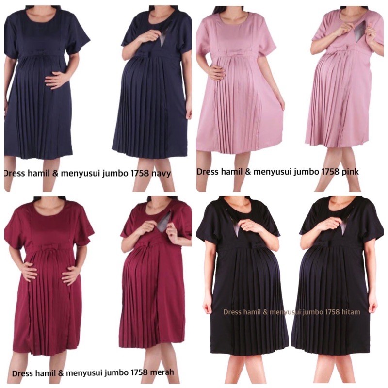 Dress hamil dan menyusui jumbo HMILL 1758 baju hamil bajuhamil