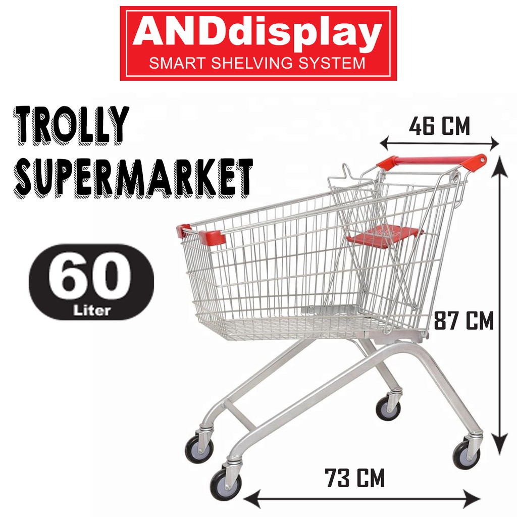 TROLLY SUPERMARKET 60LTR - KERANJANG TROLI - TROLI BELANJA - TROLLEY