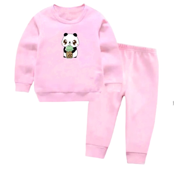 Setelan Sweater Anak Panda Boba Oblong/Set Sweater Anak