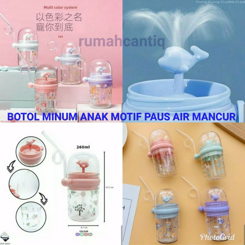 BOTOL MINUM SEDOTAN ANAK MOTIF IKAN PAUS AIR MANCUR GOOD QUALITY