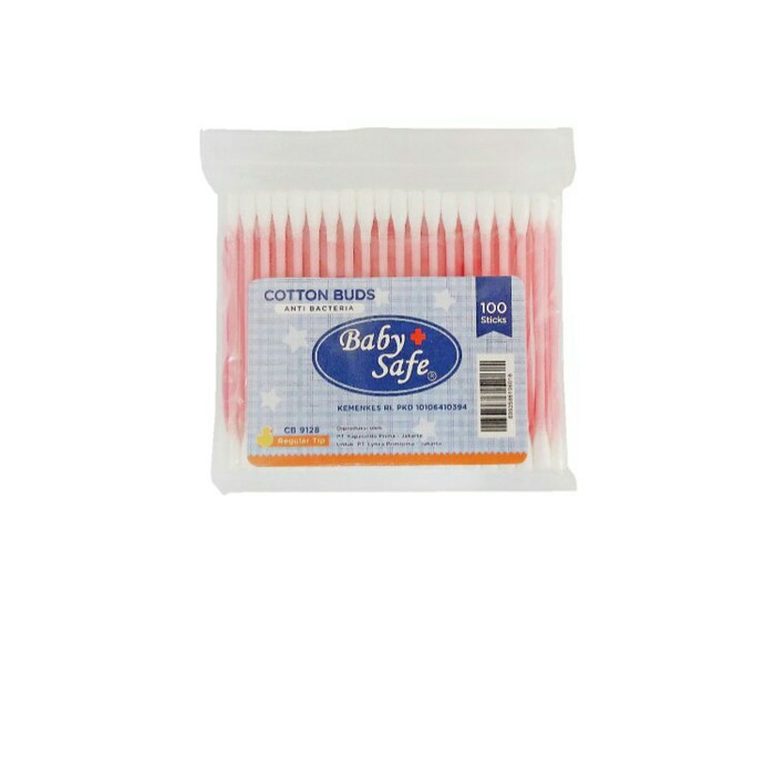 Baby Safe Cotton Bud 100 Sticks Reguler Tip Anti Bacteria Refill