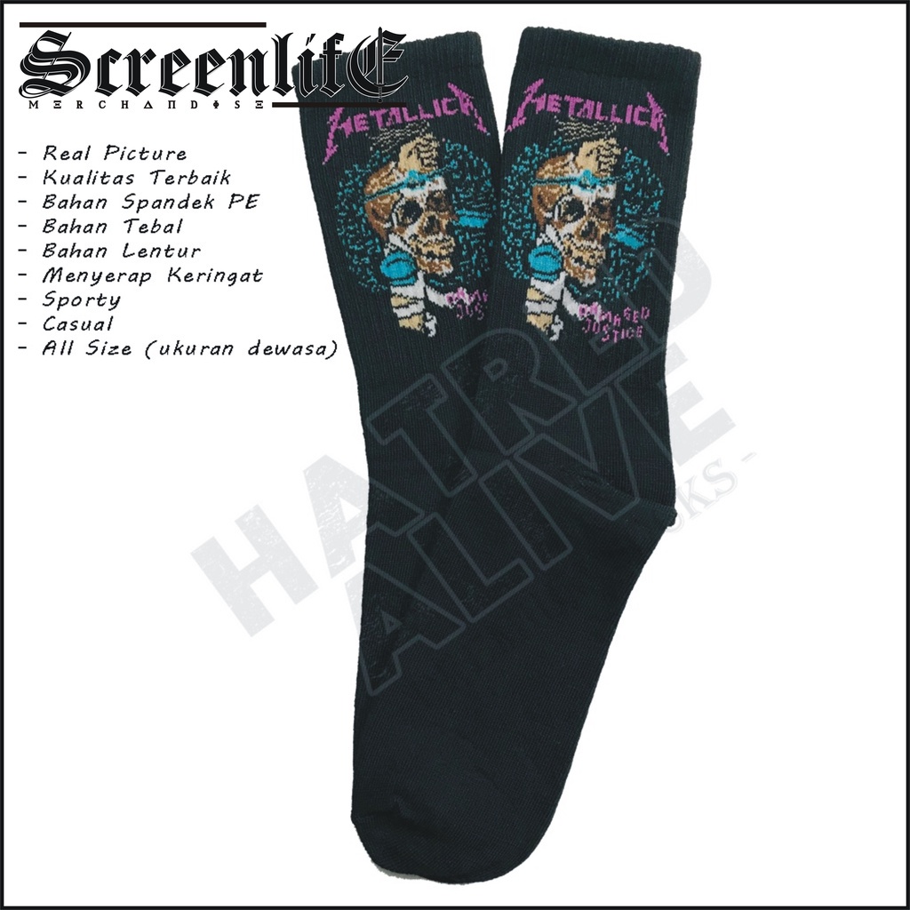 Kaos kaki motif band metal pria wanita skate oldschool branded sporty casual dewasa panjang setengah