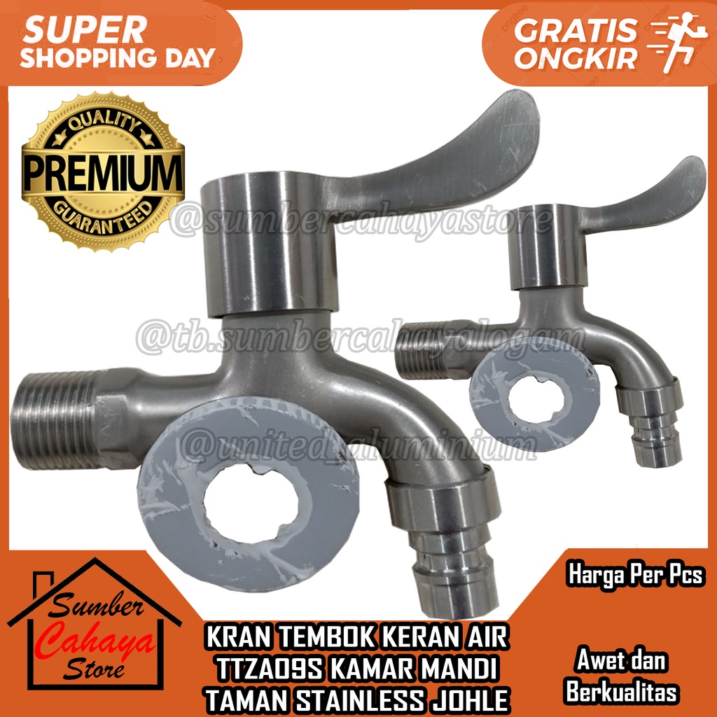 KERAN AIR TEMBOK KRAN TAMAN MESIN CUCI BEI STAINLESS HANDLE ENGKOL LANCIP KAMAR MANDI TANCAP DINDING