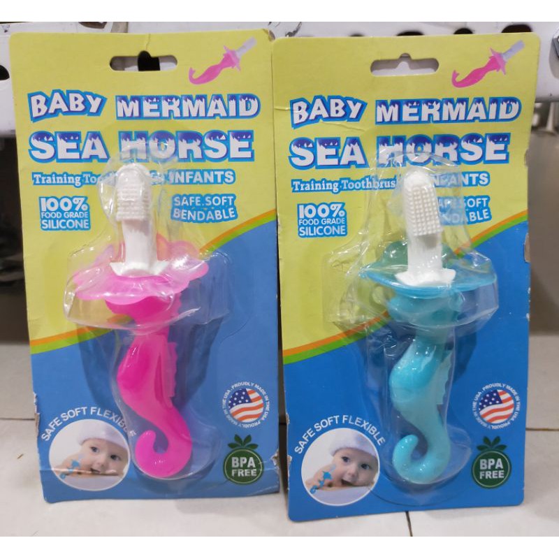 BABY TEETHER/MAINAN GIGITAN BAYI SEA HORSE / MERMAID - SIKAT GIGI BAYI BABY TOOTH BRUSH SEA HORSE / MERMAID BPA FREE