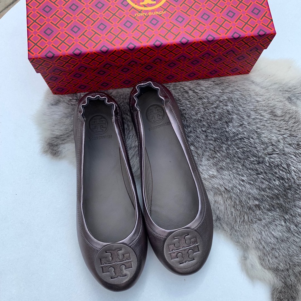 [Instant/Same Day] STB02  TORYBURCH Ori TB Sheepskin ladies flat shoes flat shoes  xie