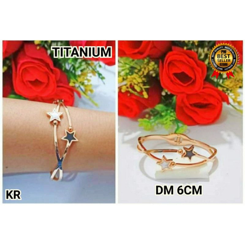 GELANG TANGAN WANITA TITANIUM ASLI BERMACAM MOTIF PILIHAN MODEL DAN BENTUK NYA