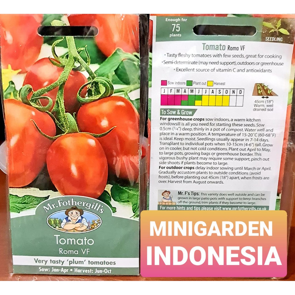 BENIH TOMAT MERAH ROMA VF PACK 75 BIJI bibit sayur buah tomat merah import F1 mr fothergills