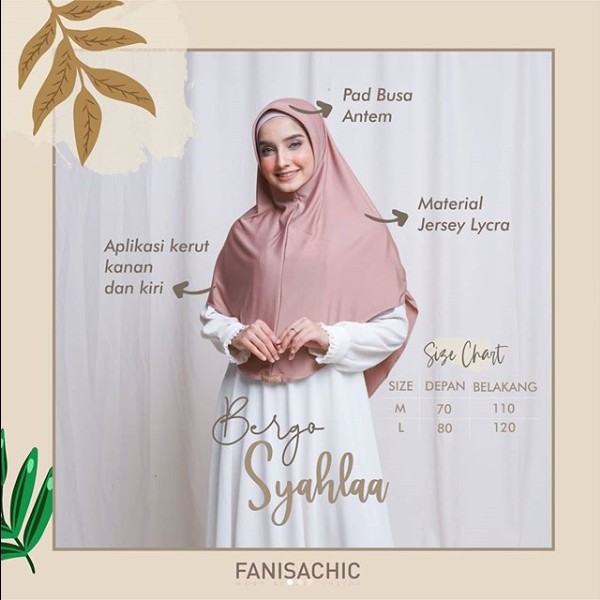 BERGO SYAHLAA Fanisachic JILBAB SYAR'I - Jilbab Polos Instan peach mustard kuning dusty pink