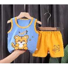 ( zwq ) TL007-010 Setelan Anak 0-6 Tahun Setelan Bayi Piyama Baju Tanpa Lengan + Celana Pendek