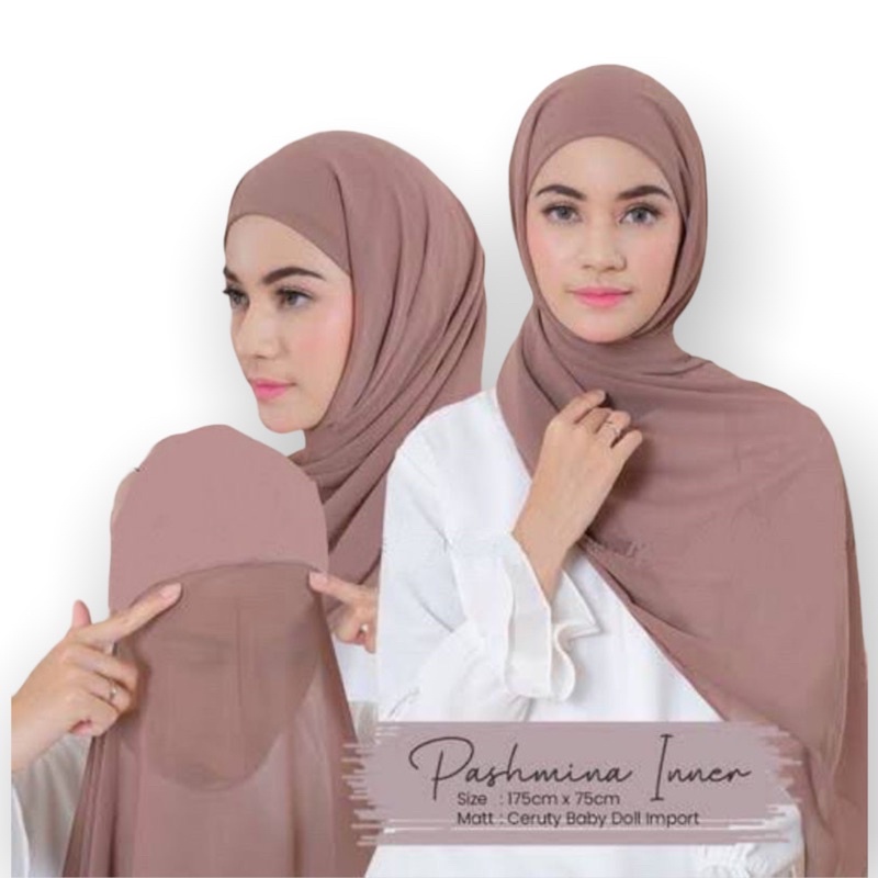 SN Pashmina Inner 2in1 Bahan Ceruty Babydoll Tidak Panas Dipakai