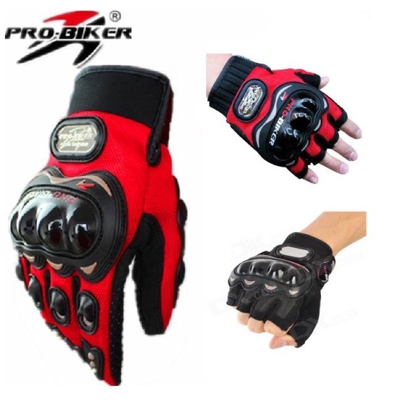 Sarung Tangan Motor Probiker Pro Biker + Pelindung Batok Racing Full Panjang / Half Pendek